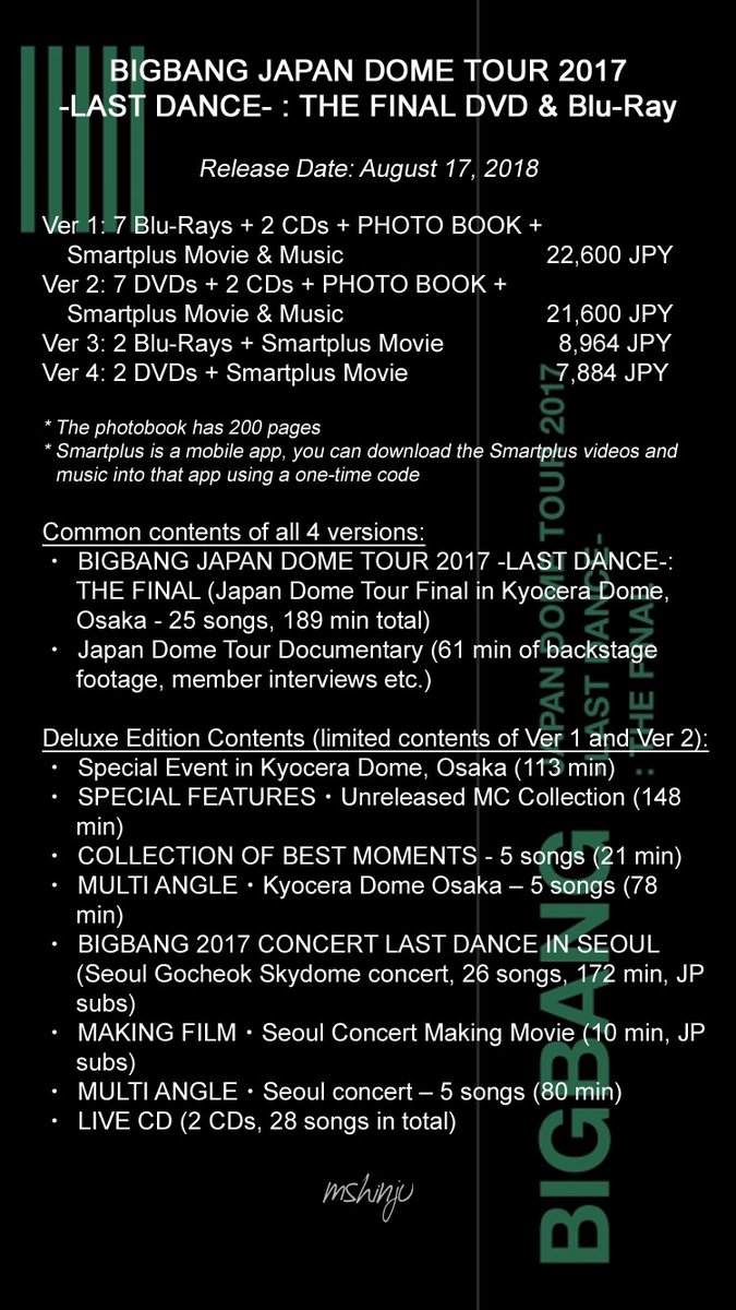 Release] 『BIGBANG JAPAN DOME TOUR 2017 -LAST DANCE- : THE FINAL
