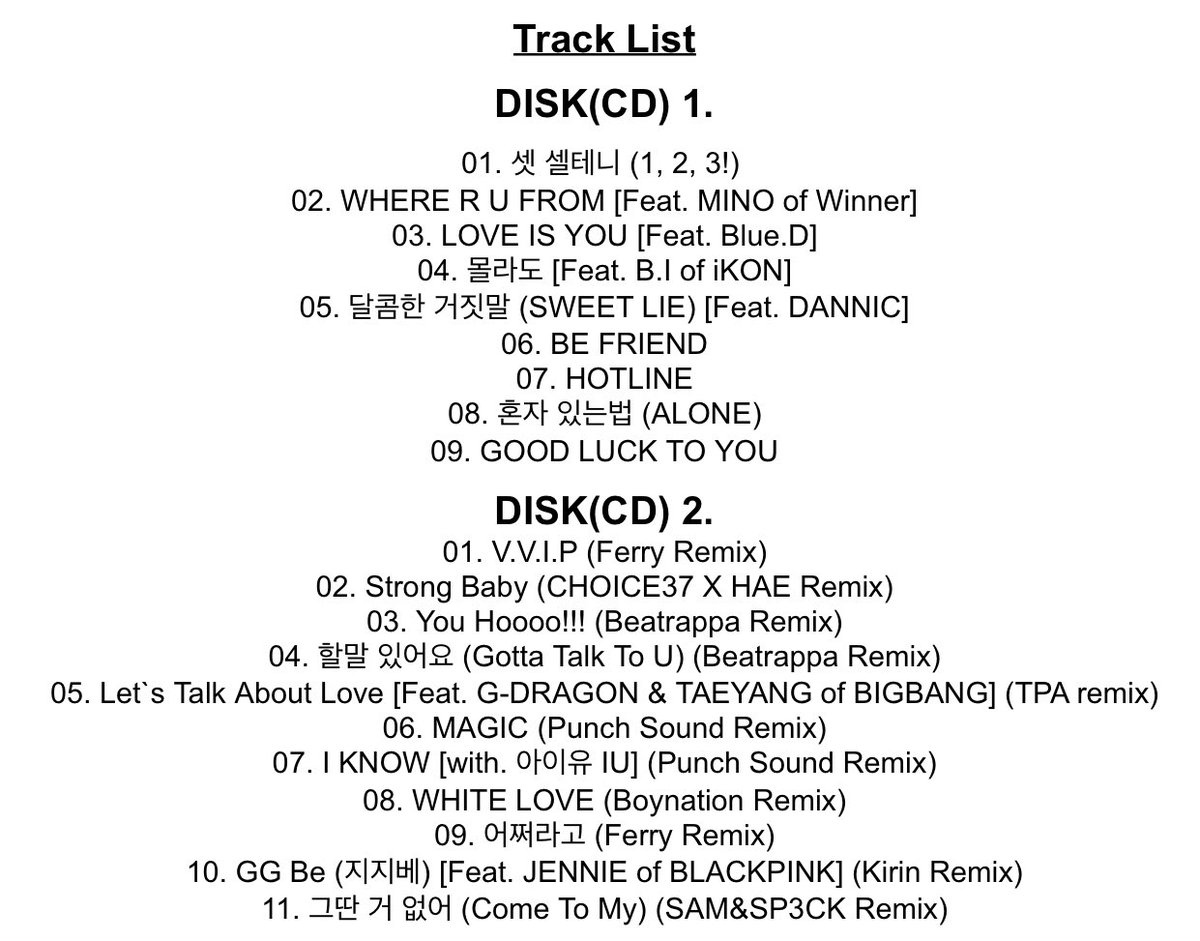Seungri THE GREAT SEUNGRI Tracklisting 2018