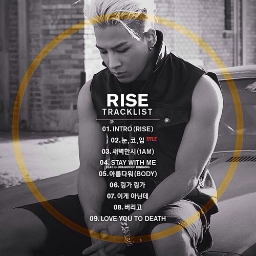 Instagram Update by Taeyang: #taeyang #RISE #tracklist...
