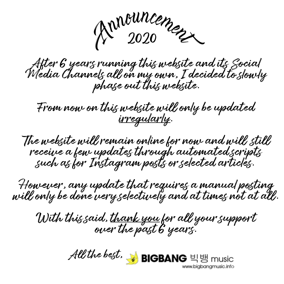 BIGBANGmusic 2020 Announcement